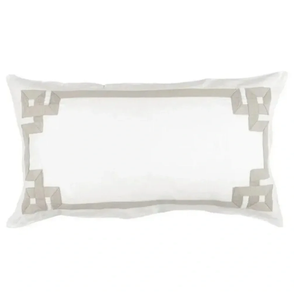 ✅Villa by Noble Excellence Greek Key Almond 2 Standard Shams Cotton 20”x 26” NEW